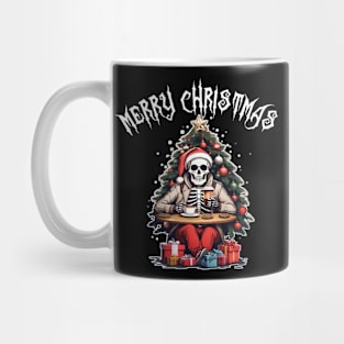 Christmas skull goth Santa with cookies hot chocolate Mug